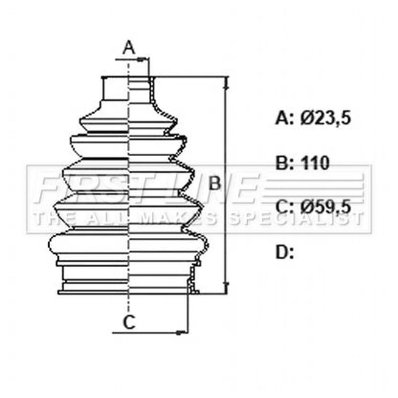 First Line Drive Shaft Bellow Kit Rear Left Thermoplast FCB6382