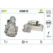 Valeo Starter Motor 12V 2.7kW 19 Teeth 438615