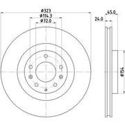 Mintex 2 x Internally Vented Front Brake Discs MDC2075