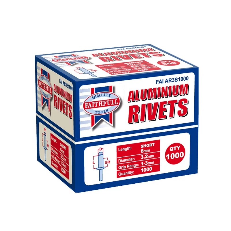 Faithfull Aluminium Rivets 3.2 x 6mm Short Bulk Pack of 1000 - FAIAR3S1000
