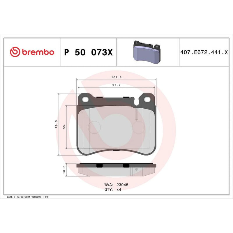 Brembo 4 x Front Brake Pad Set P50073X