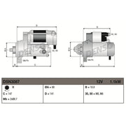 Denso Starter Motor 12V 1.1kW 9 Teeth DSN3087
