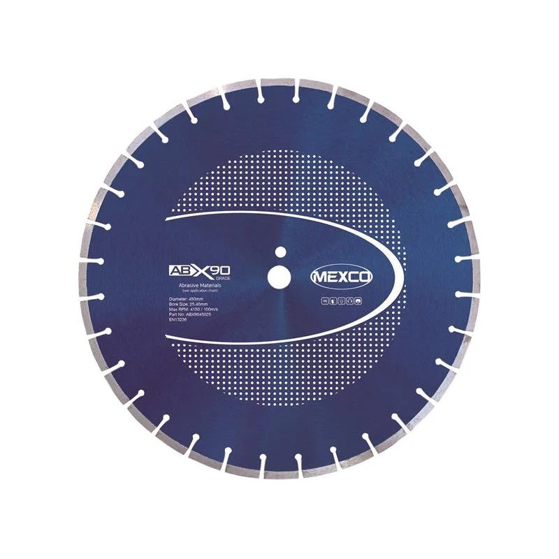MEXCO Abrasive Materials X90 Grade Diamond Blade 450 x 25mm - ABX9045025