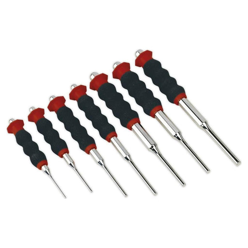 Sealey Sheathed Parallel Pin Punch Set 7pc 2-8mm AK9131 Sealey  - Town Parts