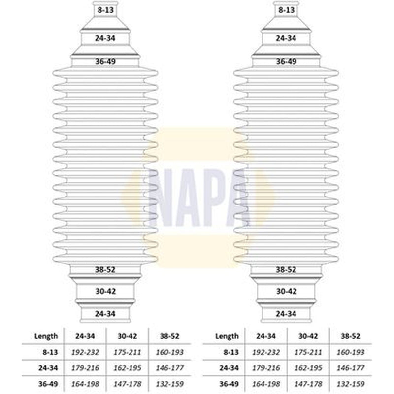 NAPA Steering Bellow Kit Front NCB3008