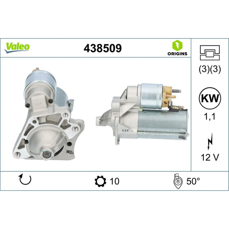 Valeo Starter Motor 12V 1.1kW 10 Teeth 438509