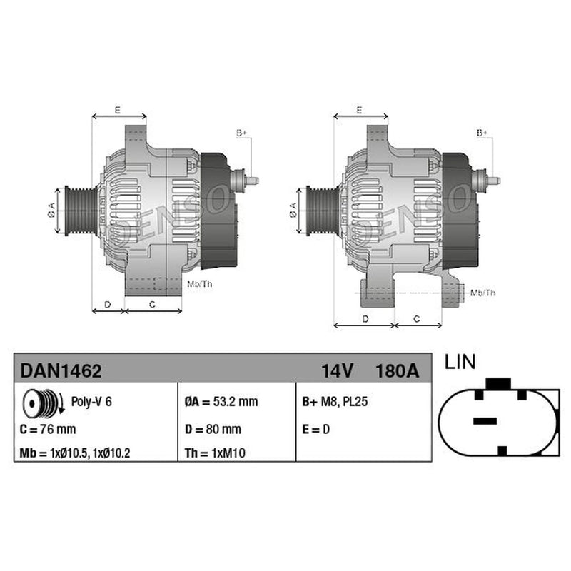 Denso Car Alternator 12V DAN1462