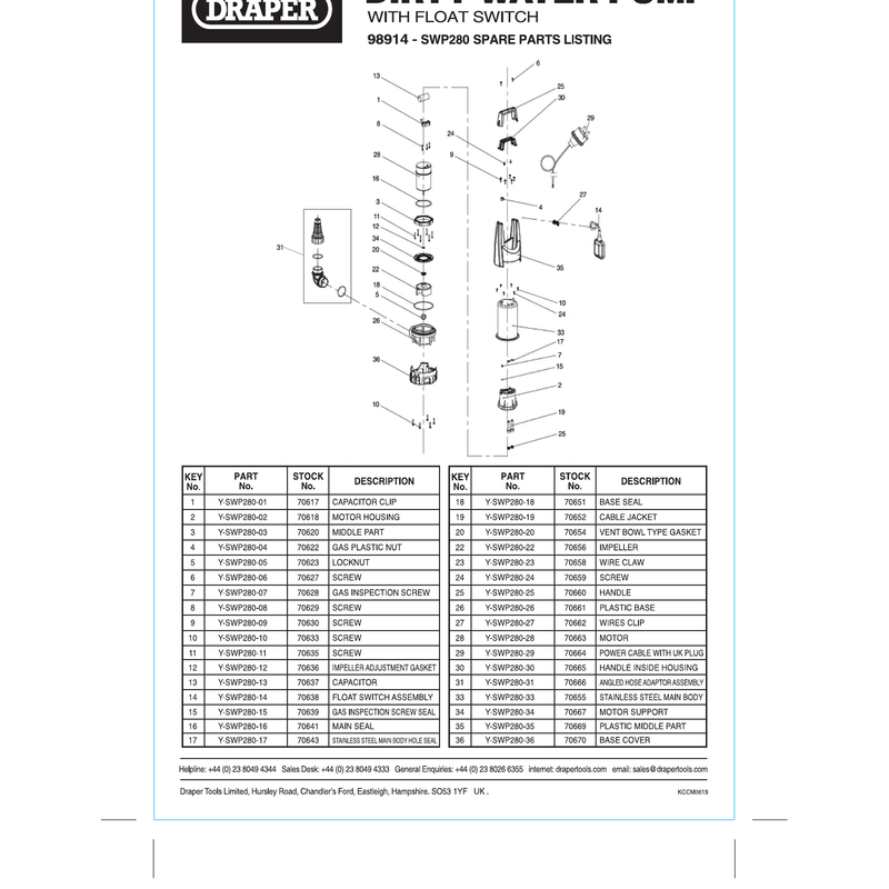 Draper Self Tapping Screws Y-SWP280-10 Pack of 1