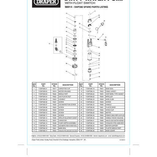 Draper Y-SWP280-26 Plastic Base for Tools