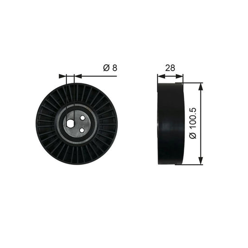 Gates V-Ribbed Belt Tensioner Pulley OD Wide T36003
