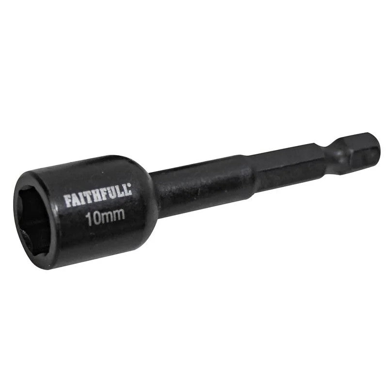 Faithfull Magnetic Impact Nut Driver x 1/4in Hex 8-13mm