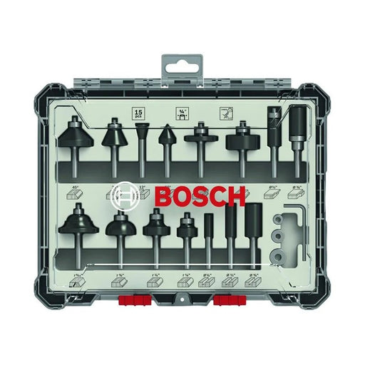 Bosch Powertool Accessories 1/4in PRO Router Bit Set, 15 Piece - 2607017473