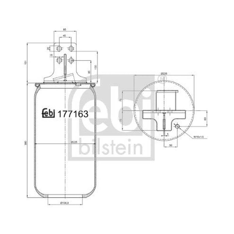Febi Air Suspension Bellow 130mm Rear Left 177163