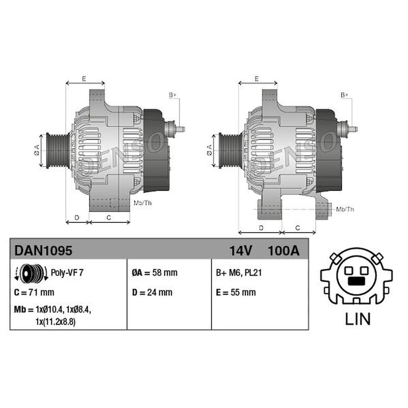 Denso Car Alternator 12V DAN1095