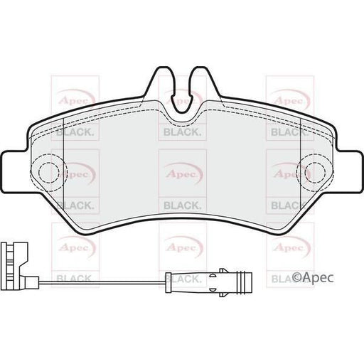 APEC Black Brake Pads (Rear) (R90) PAD1516B fits Mercedes-Benz VW Crafter 30-35 Apec  - Town Parts