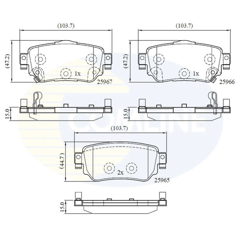 Comline 4 x Rear Brake Pad Set CBP32277