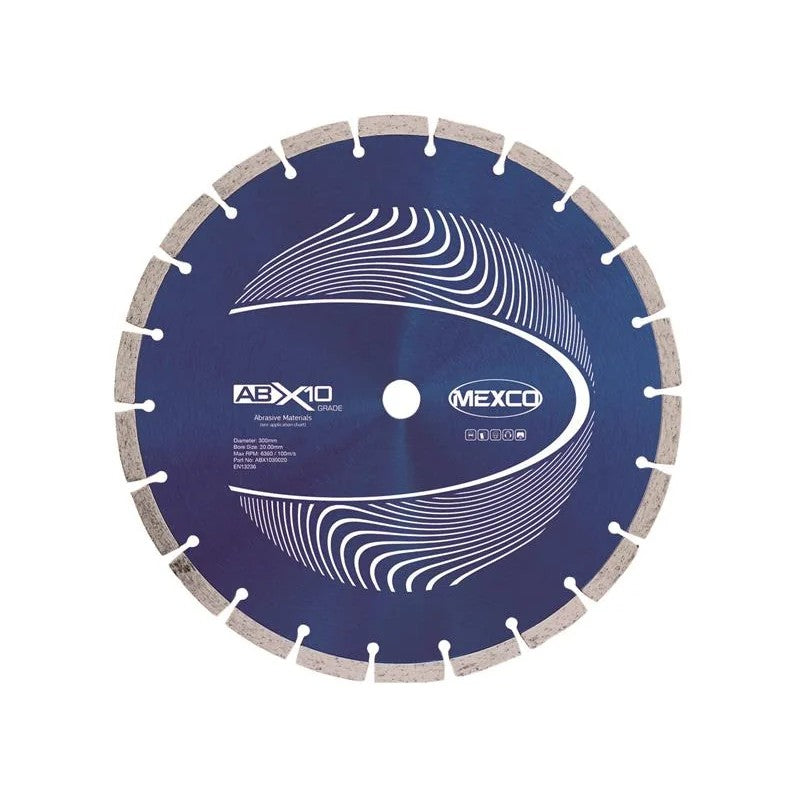 MEXCO Abrasive Materials X10 Grade Diamond Blade 300 x 20mm - ABX1030020