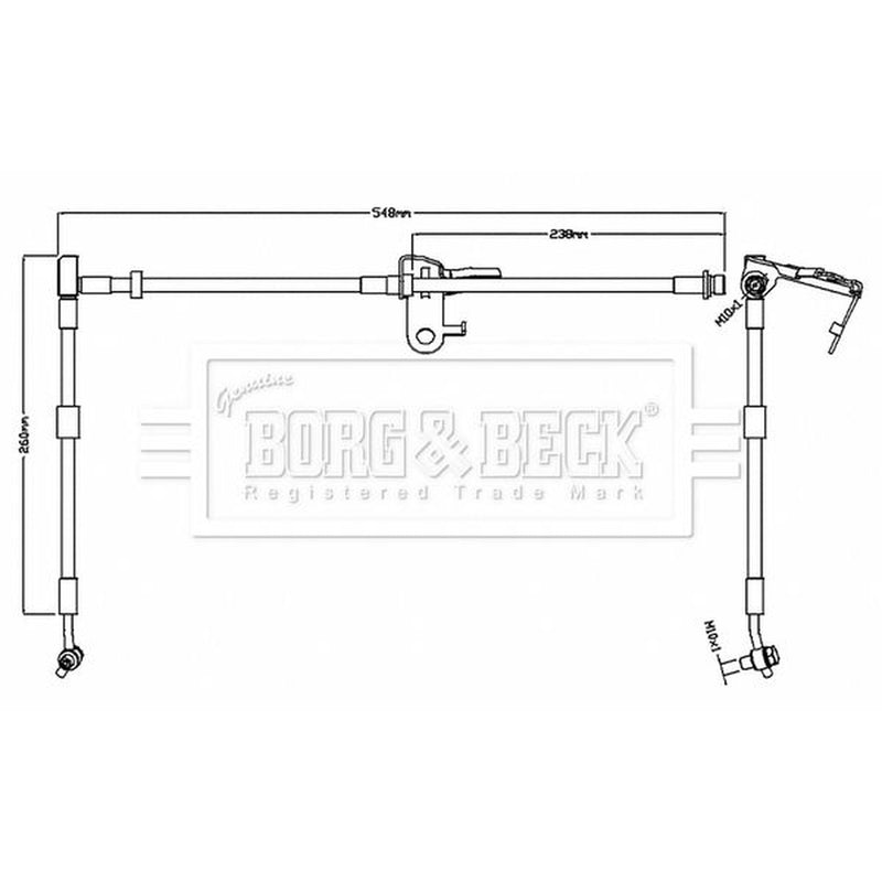 Borg & Beck Brake Hydraulic Hose Line Front Left BBH8739