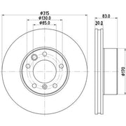 DON 2 x Internally Vented Front Brake Discs PCD17881