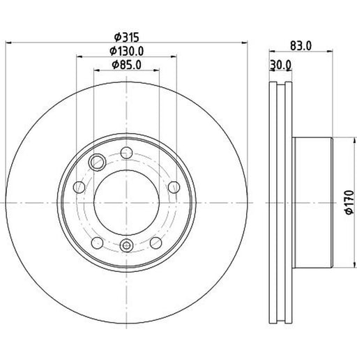 DON 2 x Internally Vented Front Brake Discs PCD17881