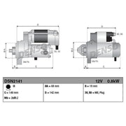 Denso Starter Motor 12V 0.8kW 9 Teeth DSN2141