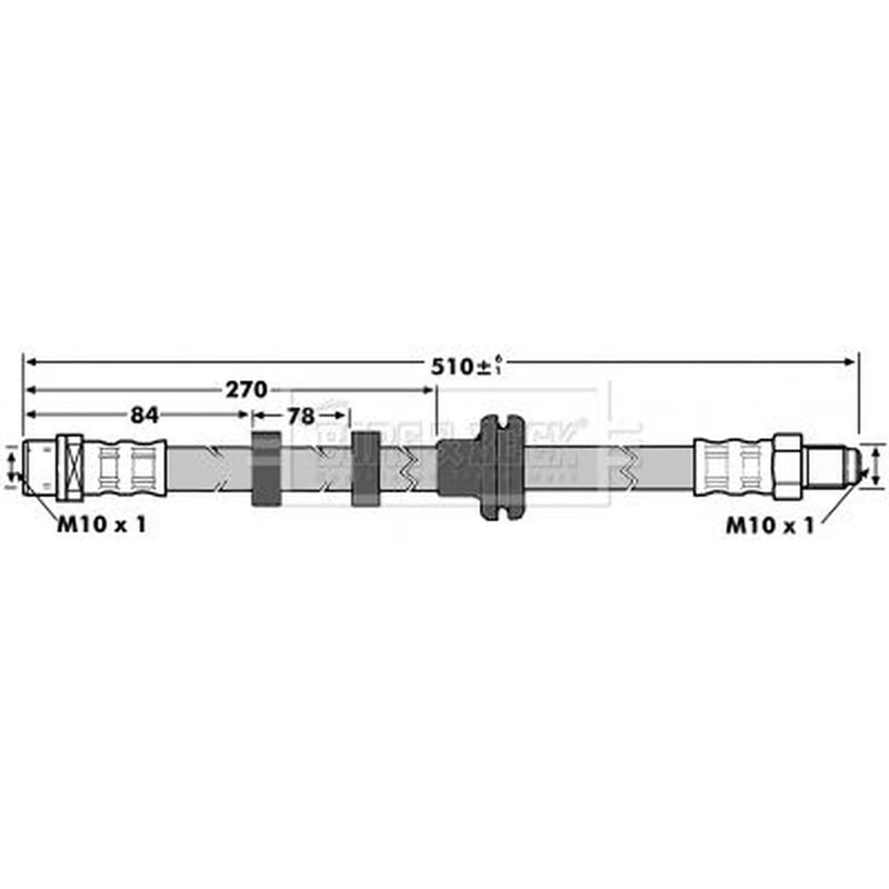 Borg & Beck Brake Hydraulic Hose Line Front Left BBH7075