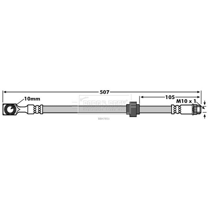 Borg & Beck Brake Hydraulic Hose Line Rear Left BBH7851