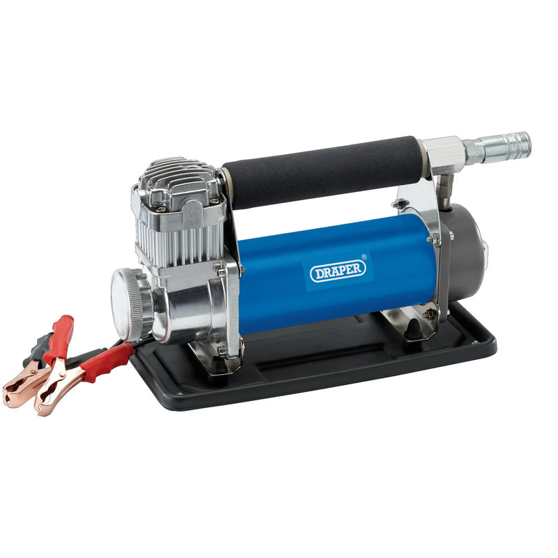 Draper Air Compressor DC 12V 150PSI with Tyre Inflator & Accessories