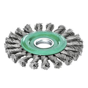 Lessmann Knot Wheel Brush 115 x 14mm 22.2mm Bore, 0.50 Stainless Steel Wire