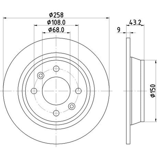 DON 2 x Solid Rear Brake Discs PCD14972