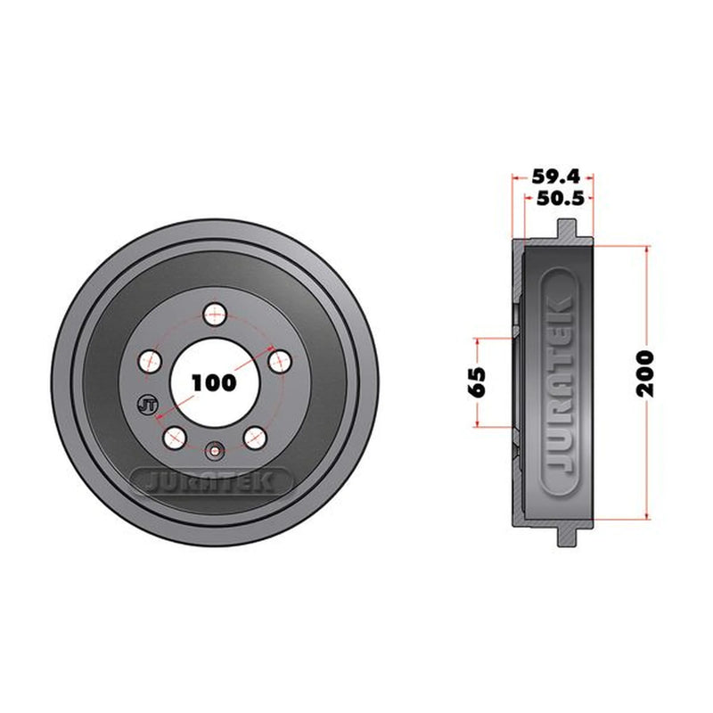 Juratek Brake Drum Assembly Rear JDR002