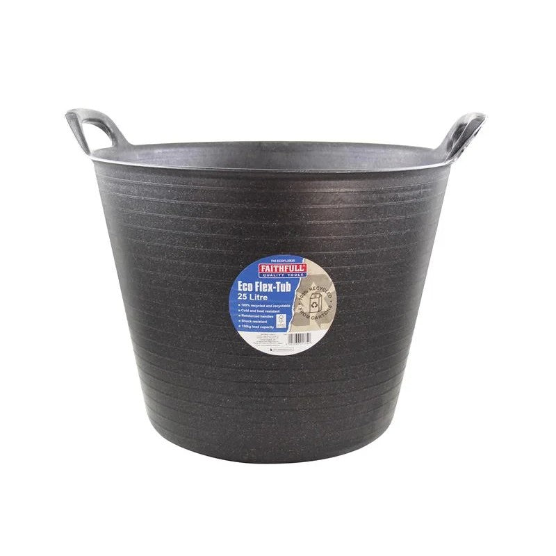 Faithfull Eco Flex Tub 25 litre - Recycled Black - FAIECOFLXB25