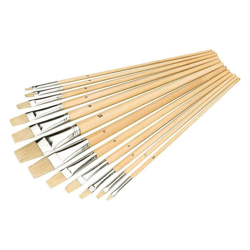 Silverline Artists Paint Brush Set 12pce Flat Tips Silverline  - Town Parts