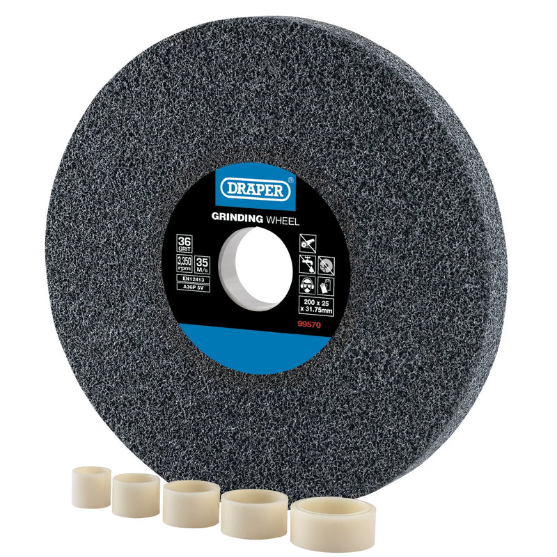 Draper Aluminium Oxide Bench Grinding Wheel 200x25mm 36 Grit
