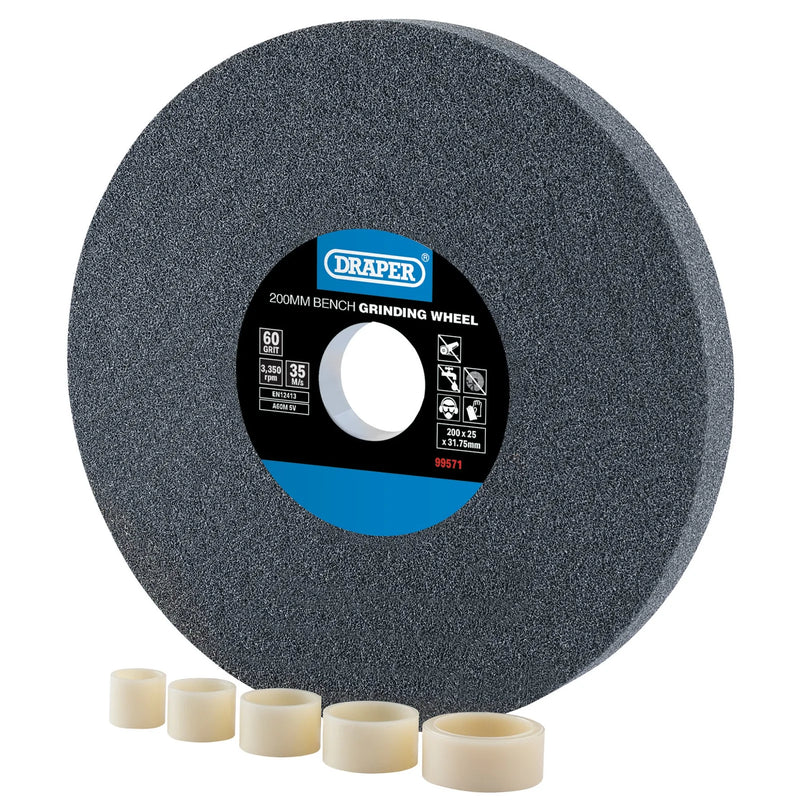 Draper Aluminium Oxide Grinding Wheel 200x25mm 60 Grit