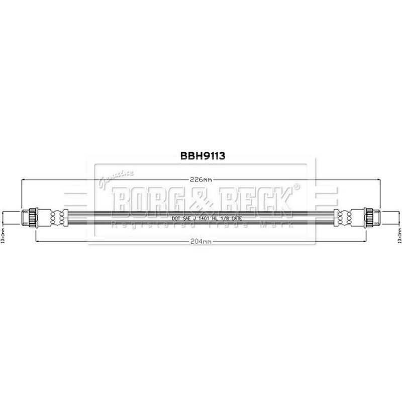 Borg & Beck Brake Hydraulic Hose Line Rear BBH9113