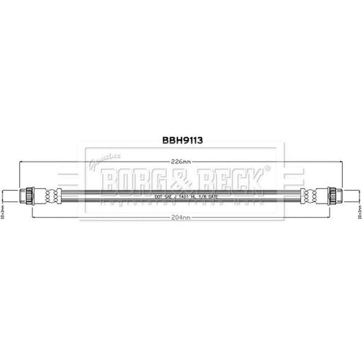 Borg & Beck Brake Hydraulic Hose Line Rear BBH9113