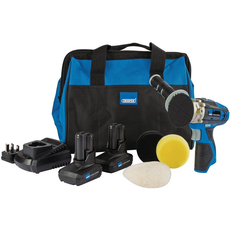 Draper Storm Force Mini Polisher Kit 10.8V with 2 x 4.0Ah Batteries