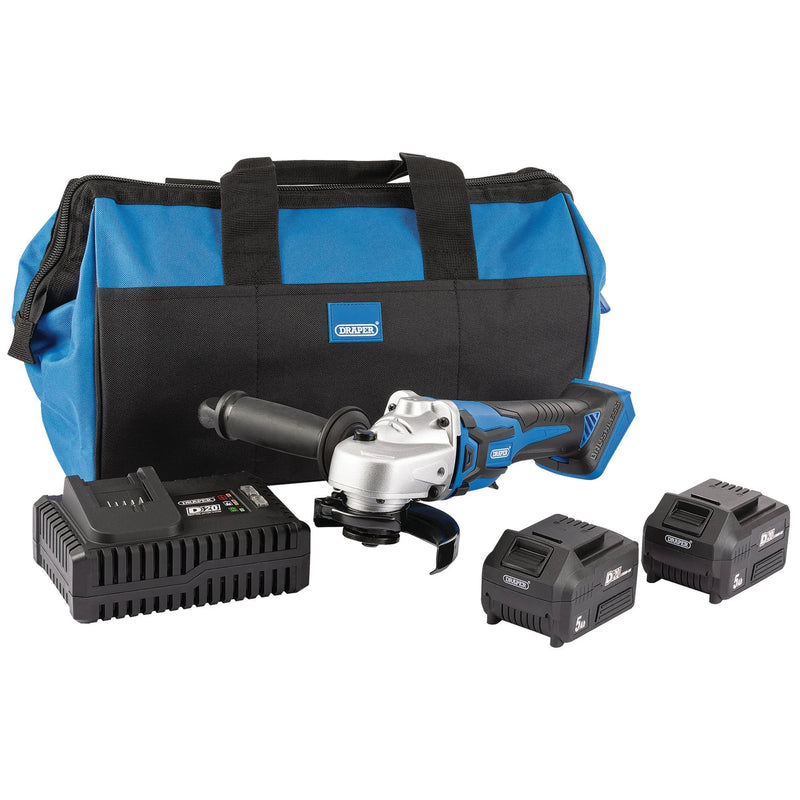 D20 Angle Grinder 20V 115mm with 2 x 5.0Ah Batteries & Charger