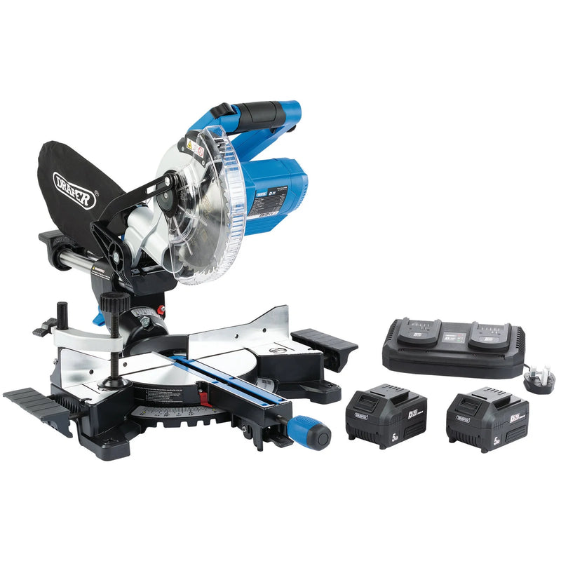 D20 20V Brushless Sliding Compound Mitre Saw 185mm with 2x 5Ah Batteries