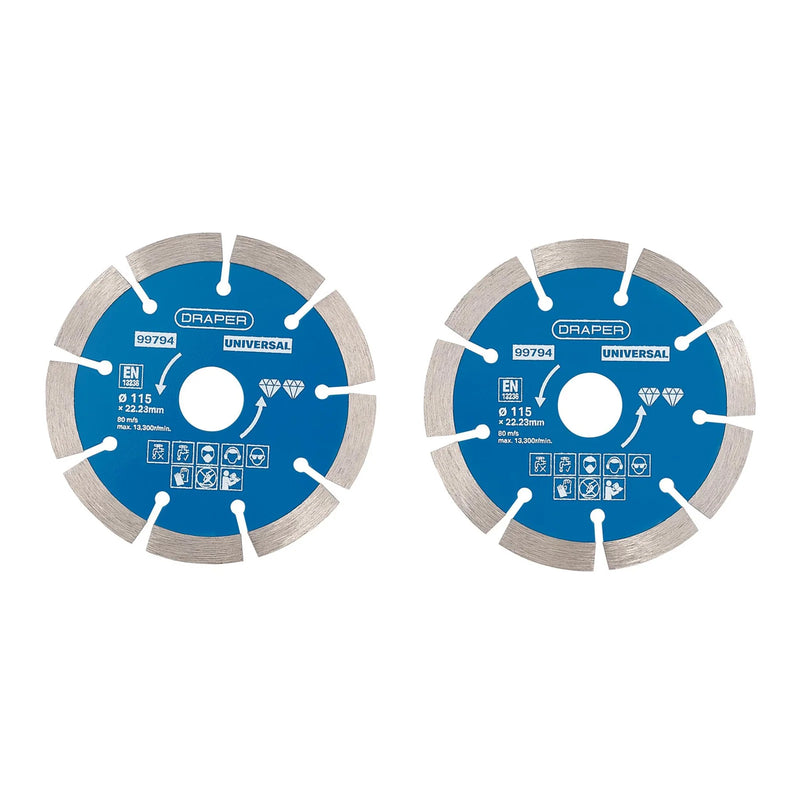 Draper Segmented Diamond Blade 115mm Pack of 2