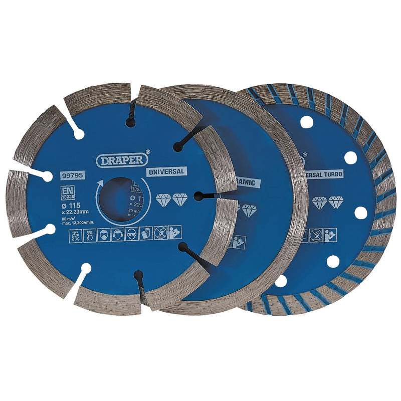 Draper Diamond Blade Set 115mm 3 Piece