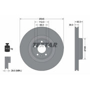 Textar 2 x Internally Vented Front Brake Discs 92294305
