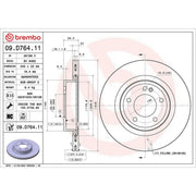 Brembo 2 x Internally Vented Rear Brake Discs 09.D764.11