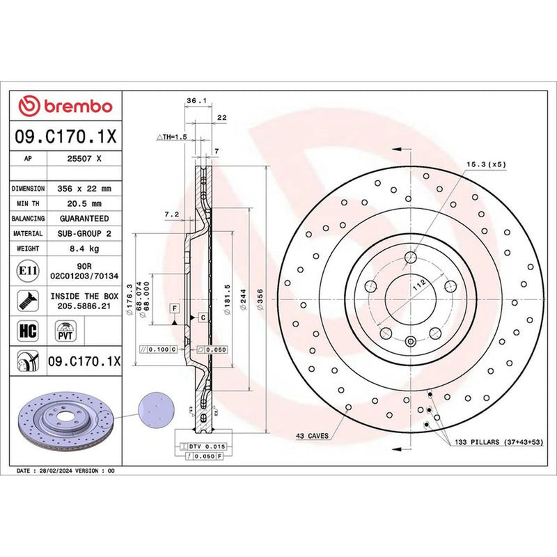 Brembo Xtra 2 x / Rear Brake Discs 09.C170.1X