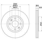 DON 2 x Externally Vented Front Brake Discs PCD13492