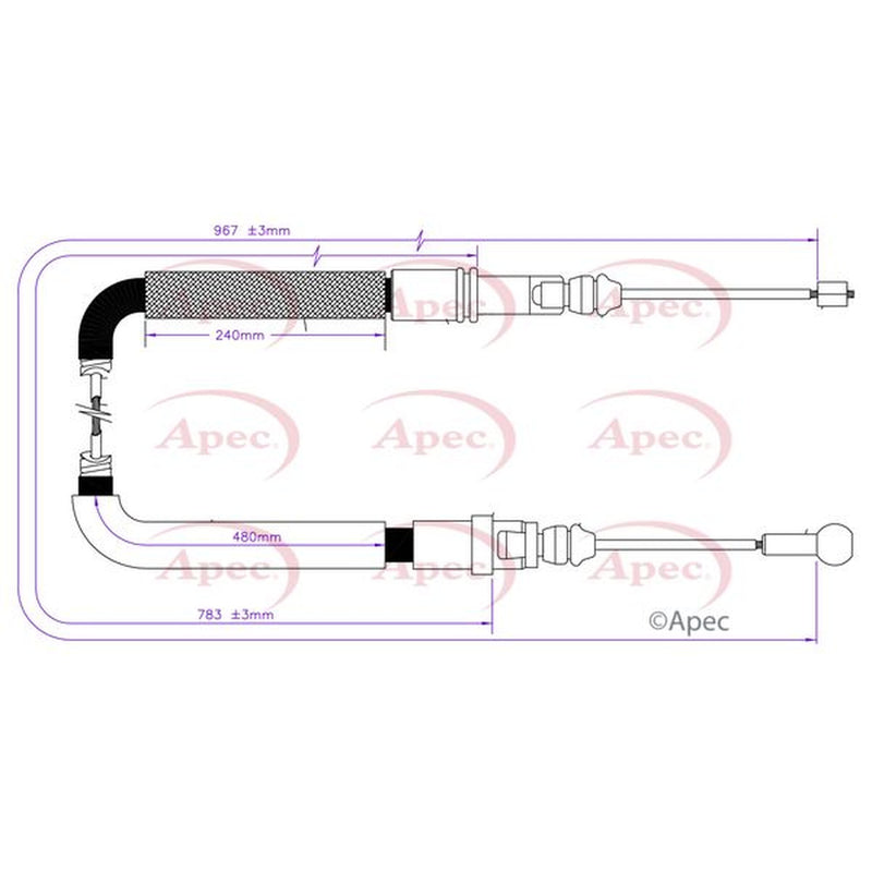 Apec Handbrake Cable Right Rear CAB1813