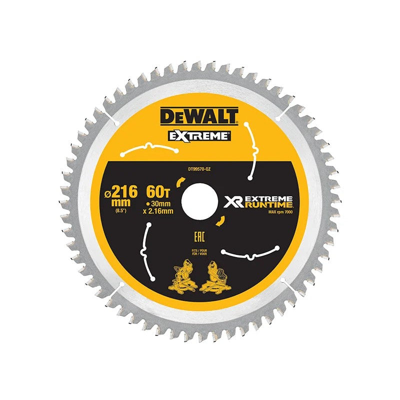 DEWALT Power Tools XR FlexVolt Circular Saw Blade 216 x 30mm x 60T - DT99570-QZ