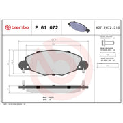 Brembo 4 x Front Brake Pad Set P61072