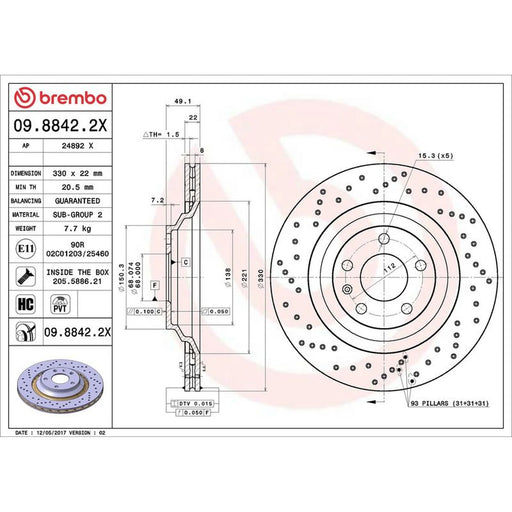 Brembo Xtra 2 x / Rear Brake Discs 09.8842.2X